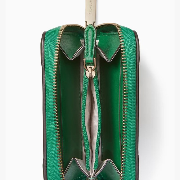 Kate Spade Traveler Small Zip Card Case Even Stripe Green Multi - Picture 3 of 4